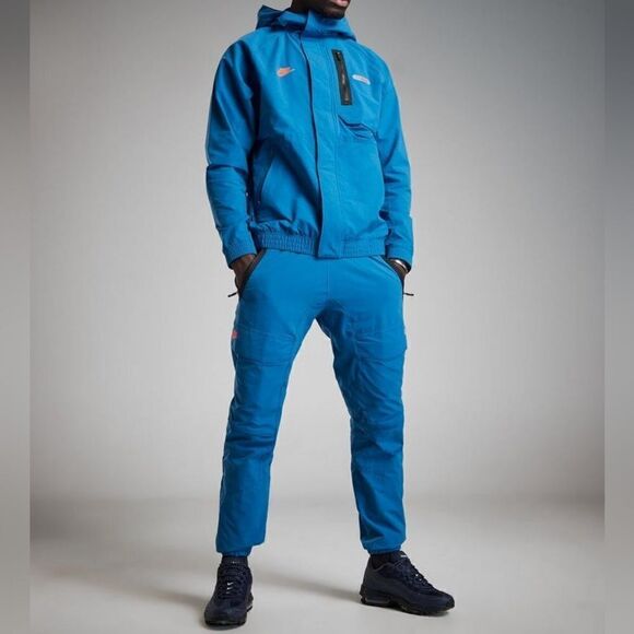 Nike Sportswear Air Max Woven Jacket Large L Blue Black Lined Logos FN0243-457 - Picture 14 of 16